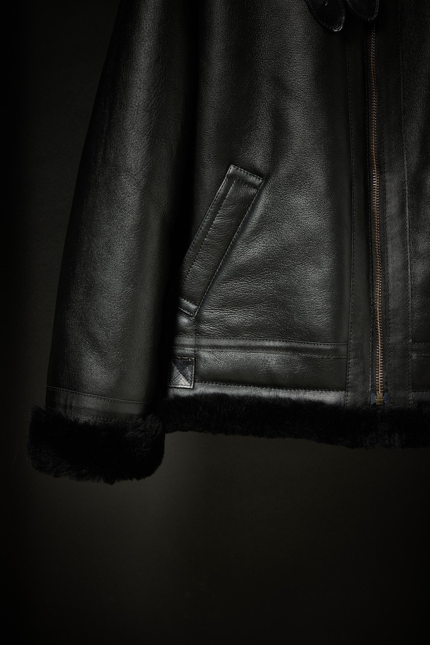 Rose Anvil X GORAL Shearling Aviator Jacket Horween Chromexcel Leather Black PRE ORDER