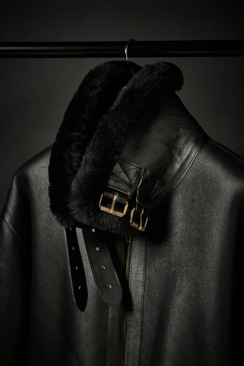 Rose Anvil X GORAL Shearling Aviator Jacket Horween Chromexcel Leather Black PRE ORDER