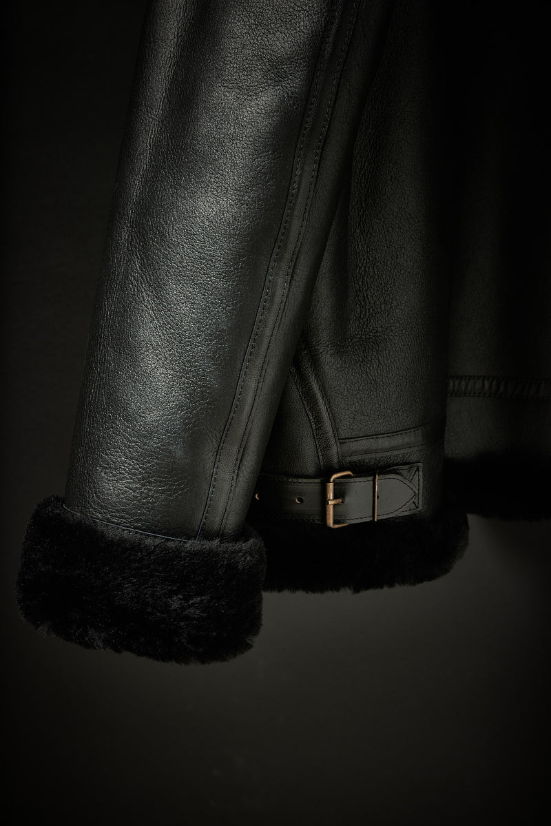 Rose Anvil X GORAL Shearling Aviator Jacket Horween Chromexcel Leather Black PRE ORDER