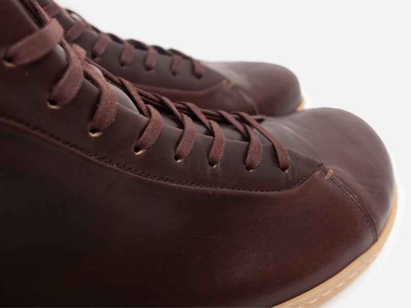 Rose Anvil X GORAL SMUGS Barefoot High Top Horween Dark Brown Leather Sneaker PRE-ORDER