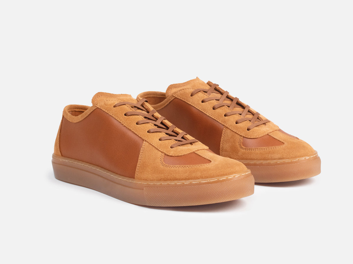 ROMA Sneakers - Calfskin Nappa & Suede Rust Leather