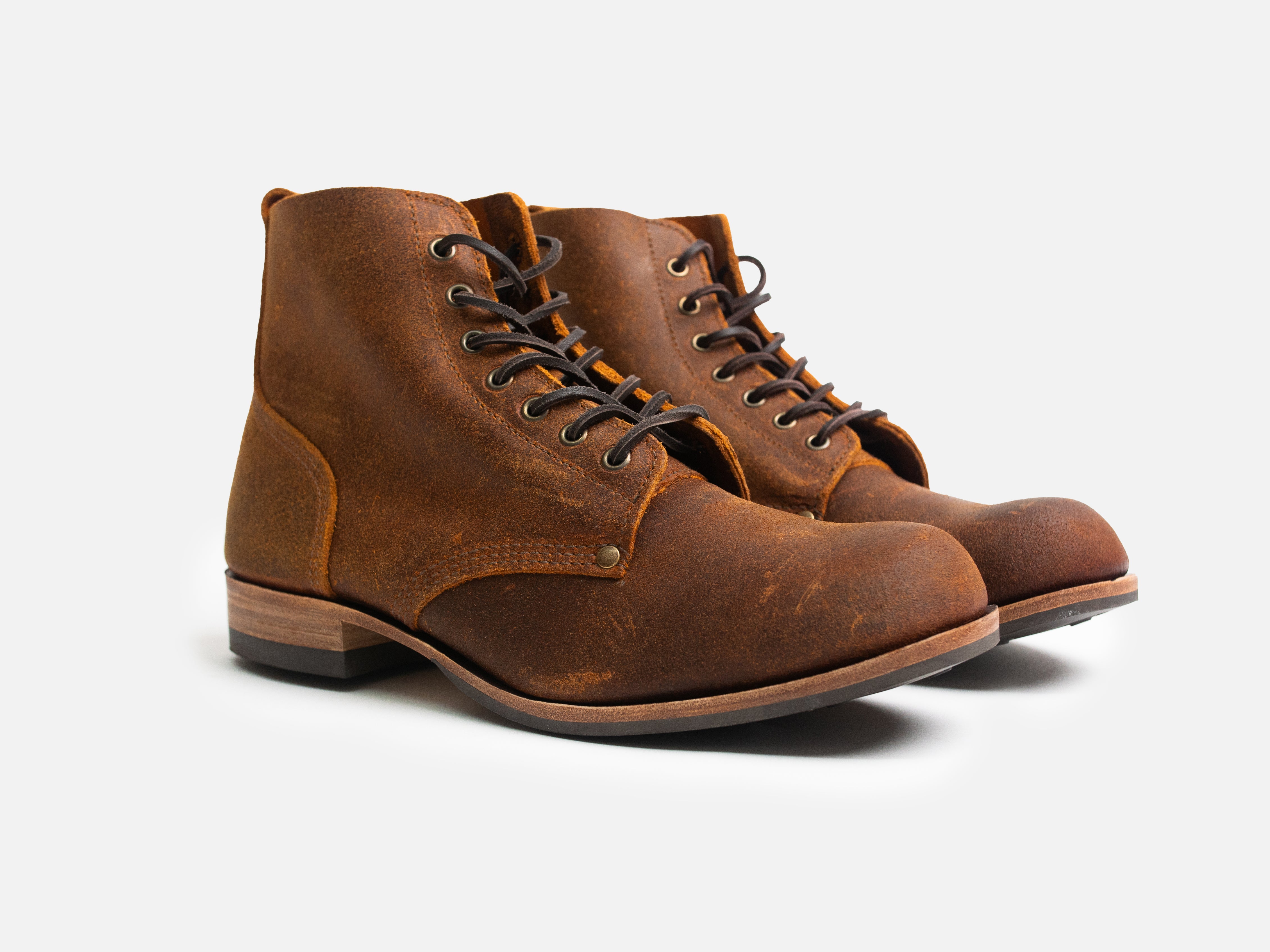 Bradwell WW1 Replica Brass Wire Construction Boot Waxy Commander Brown Wheatbuck PRE-ORDER - GORAL 