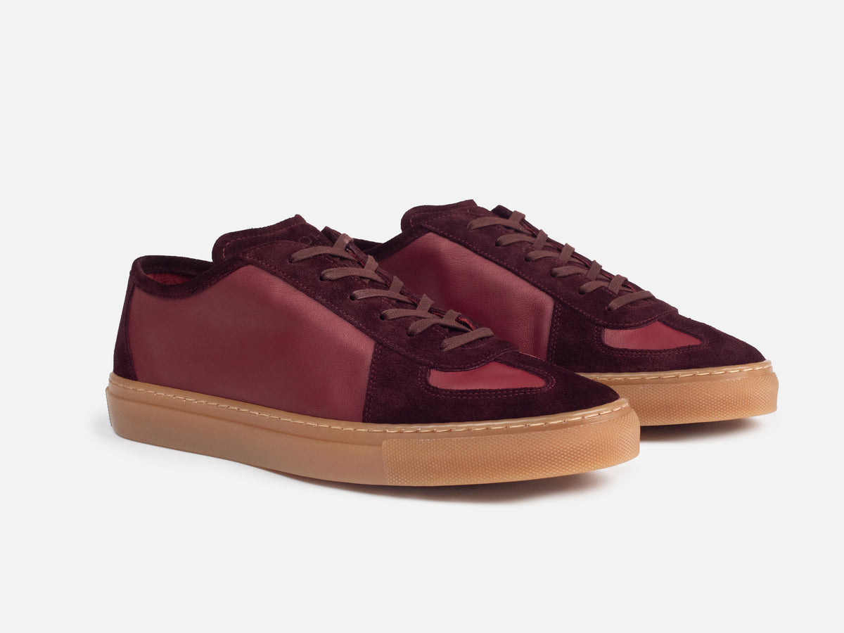 ROMA Sneakers - Calfskin Nappa & Suede Burgundy Leather