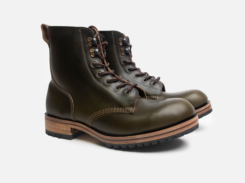 Buxton Brass Wire Construction Boot Horween Chromexcel Forest Green PR