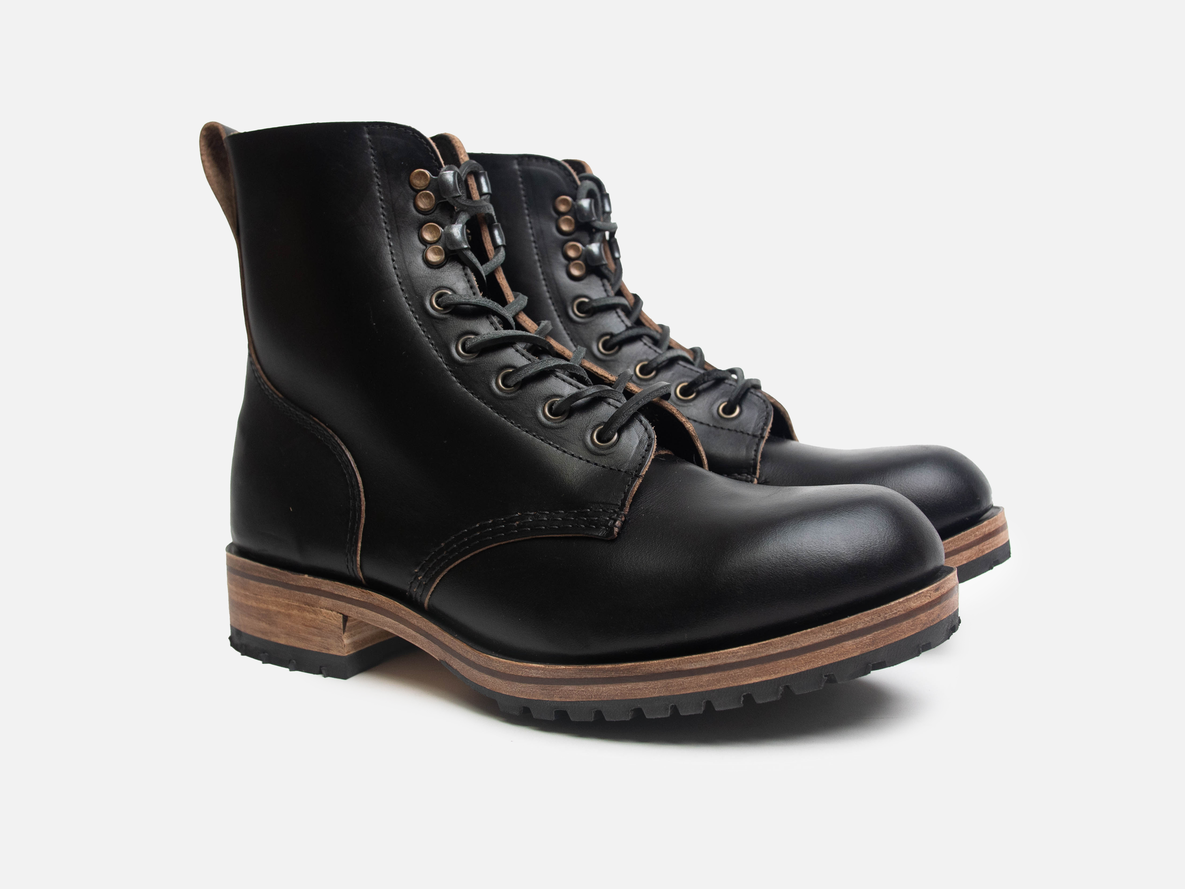 Buxton Brass Wire Construction Boot Horween Chromexcel Black PRE-ORDER - GORAL 
