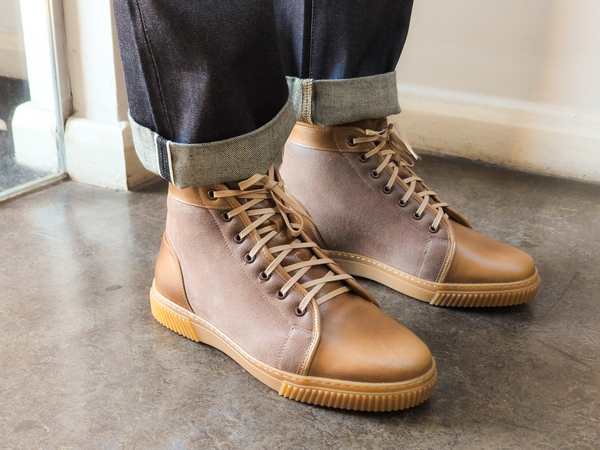 Rose Anvil x GORAL MUGGS 2.0 High Top Shearling Sneakers - Horween Natural Leather PRE-ORDER - GORAL 